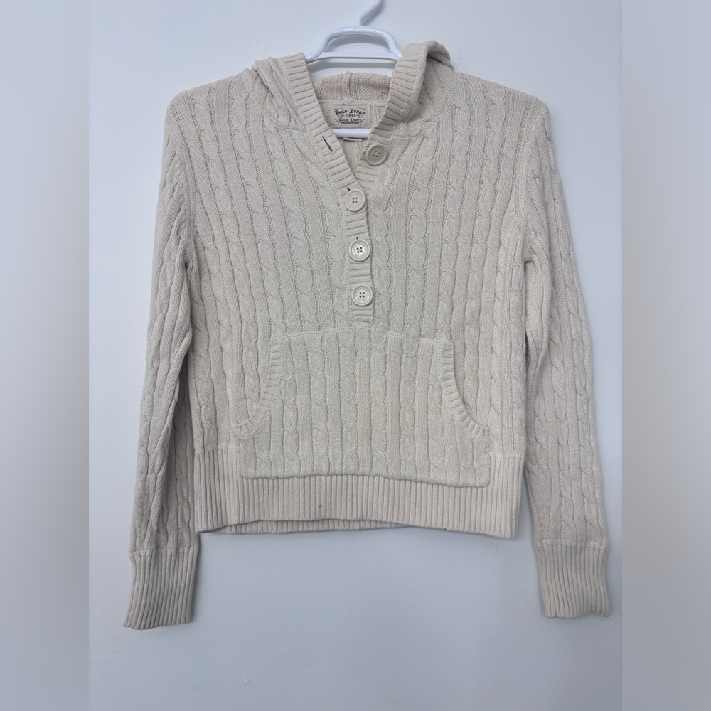 XL Polo Jeans Cable Knit Hoodie Sweater By Ralf Lauren